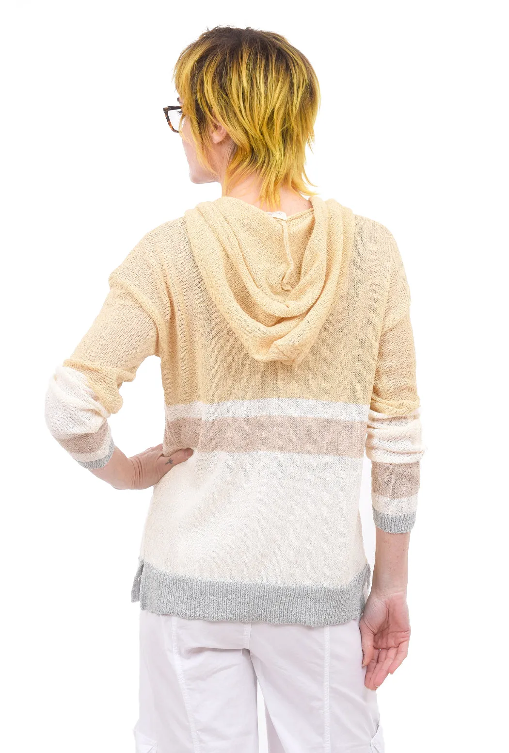 Color-Block Hoodie Sweater, Custard