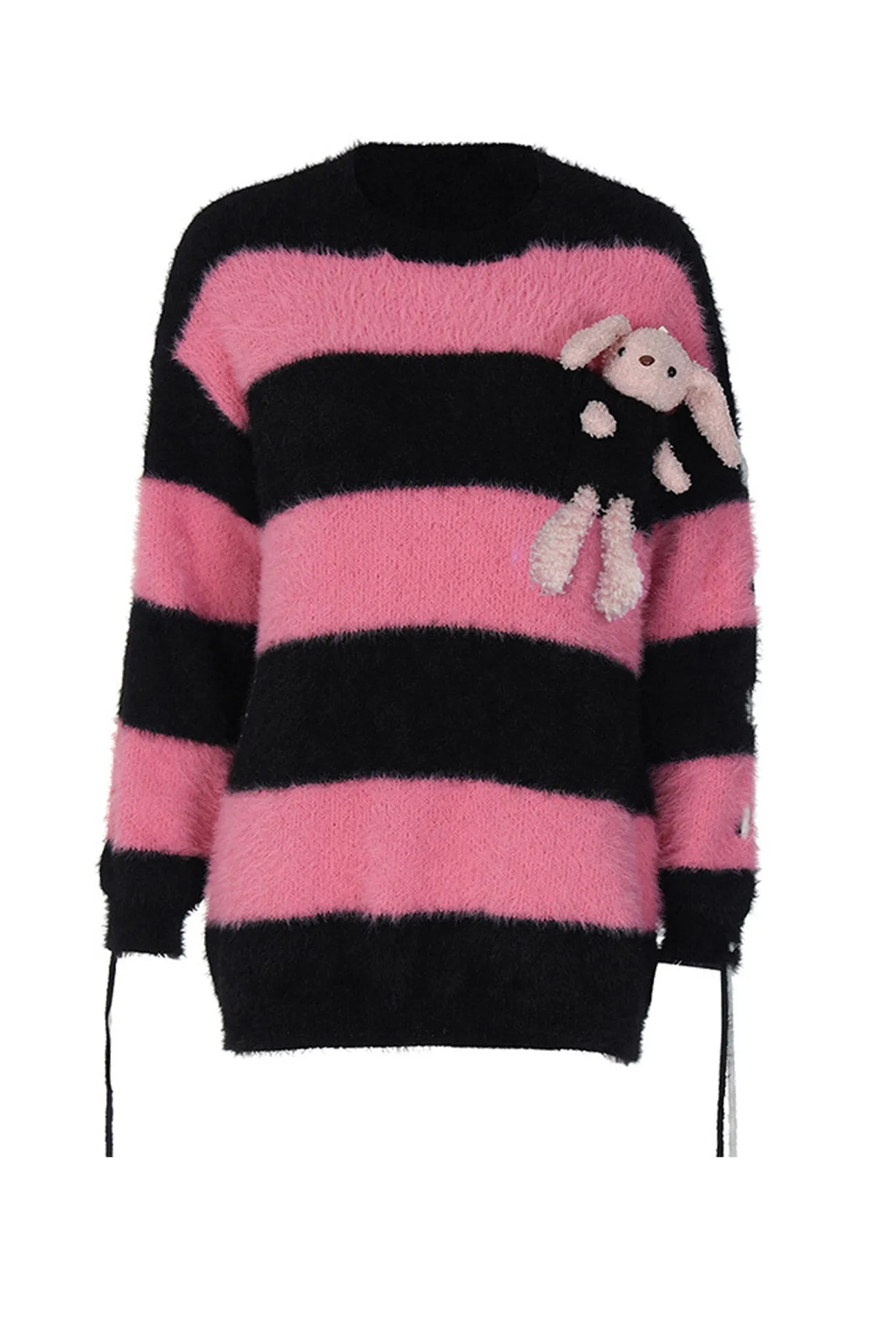 Contrast Pullover Rabbit Plush Doll Sweater