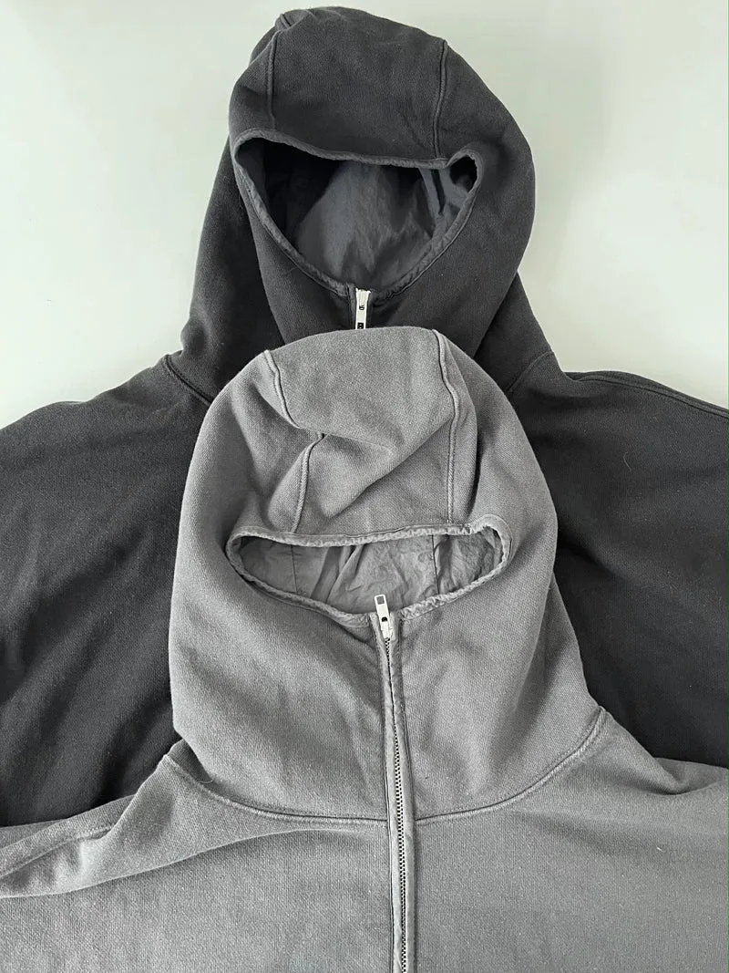 Cory Solid Color Long Sleeve Zip Up Hooded Sweatshirt