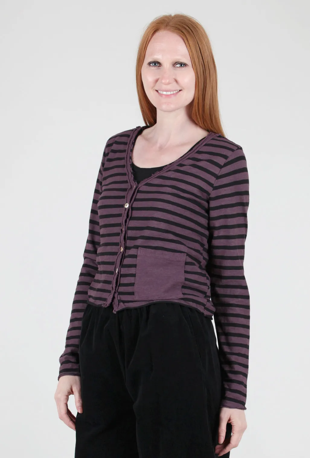 Crop Pocket Cardi, Plumeria