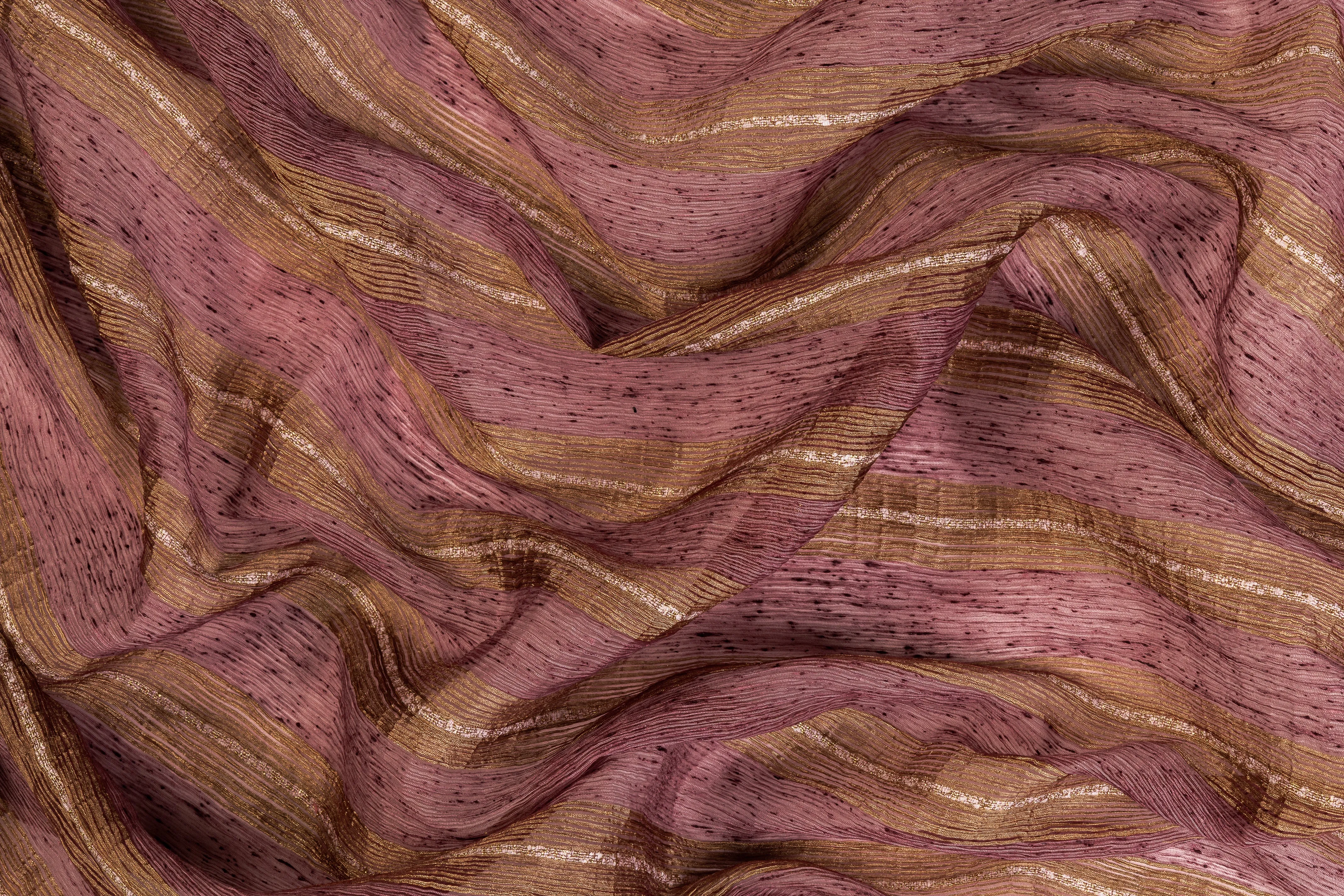 Crushed Metallic Organza - Mauve / Bronze