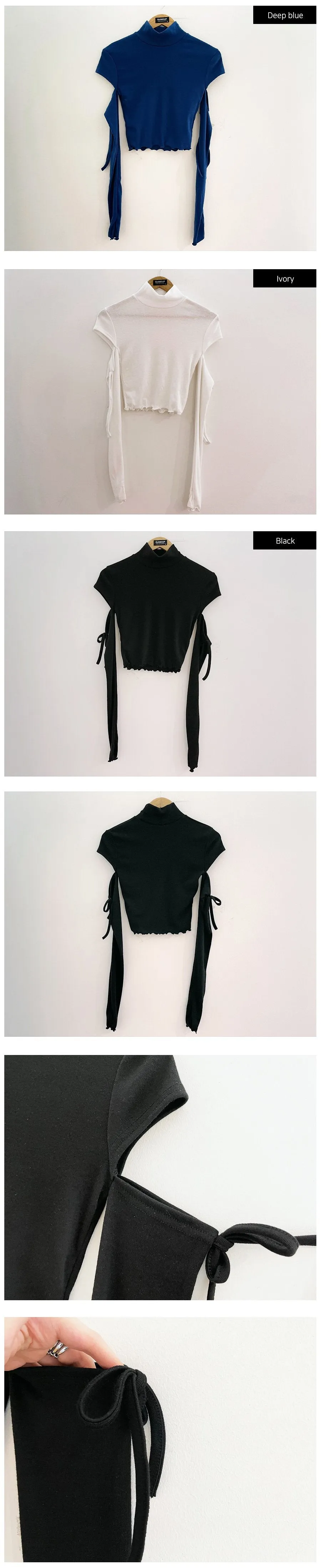 Cut Out Sleeve Half Turtleneck Top F17