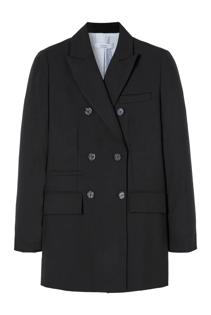 Double-breasted Wool Blazer | Black