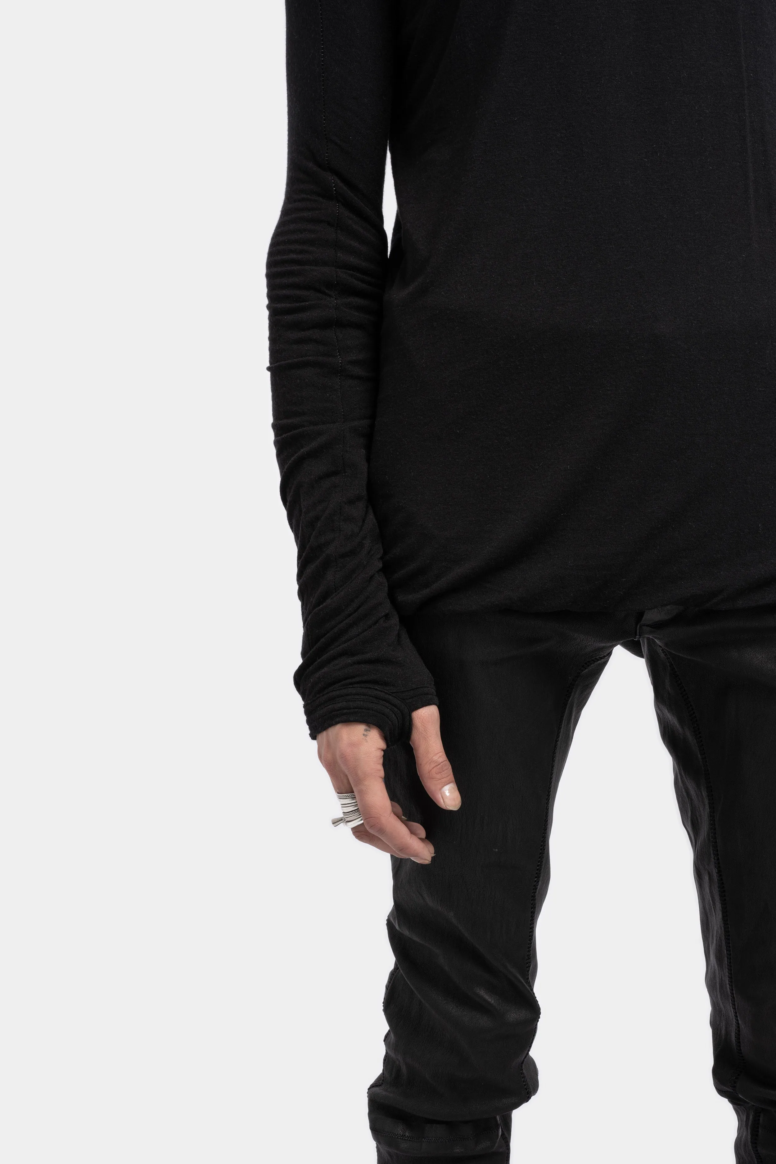 Double layer cashmere blend long sleeve T-Shirt