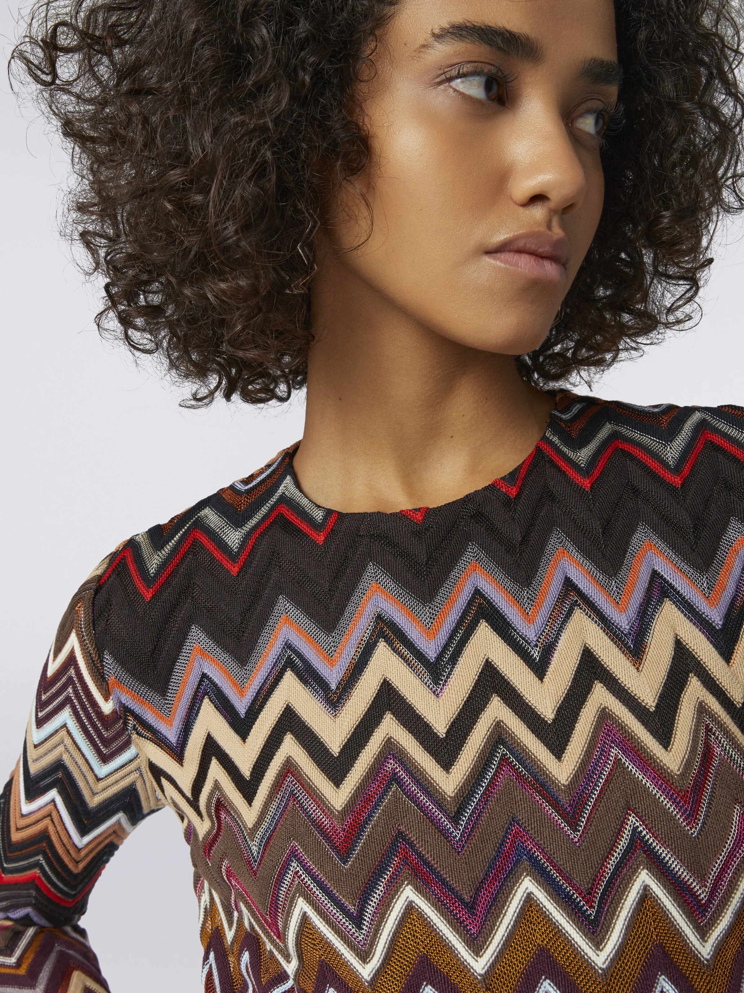 DS23WG5N Crew neck zigzag pattern dress