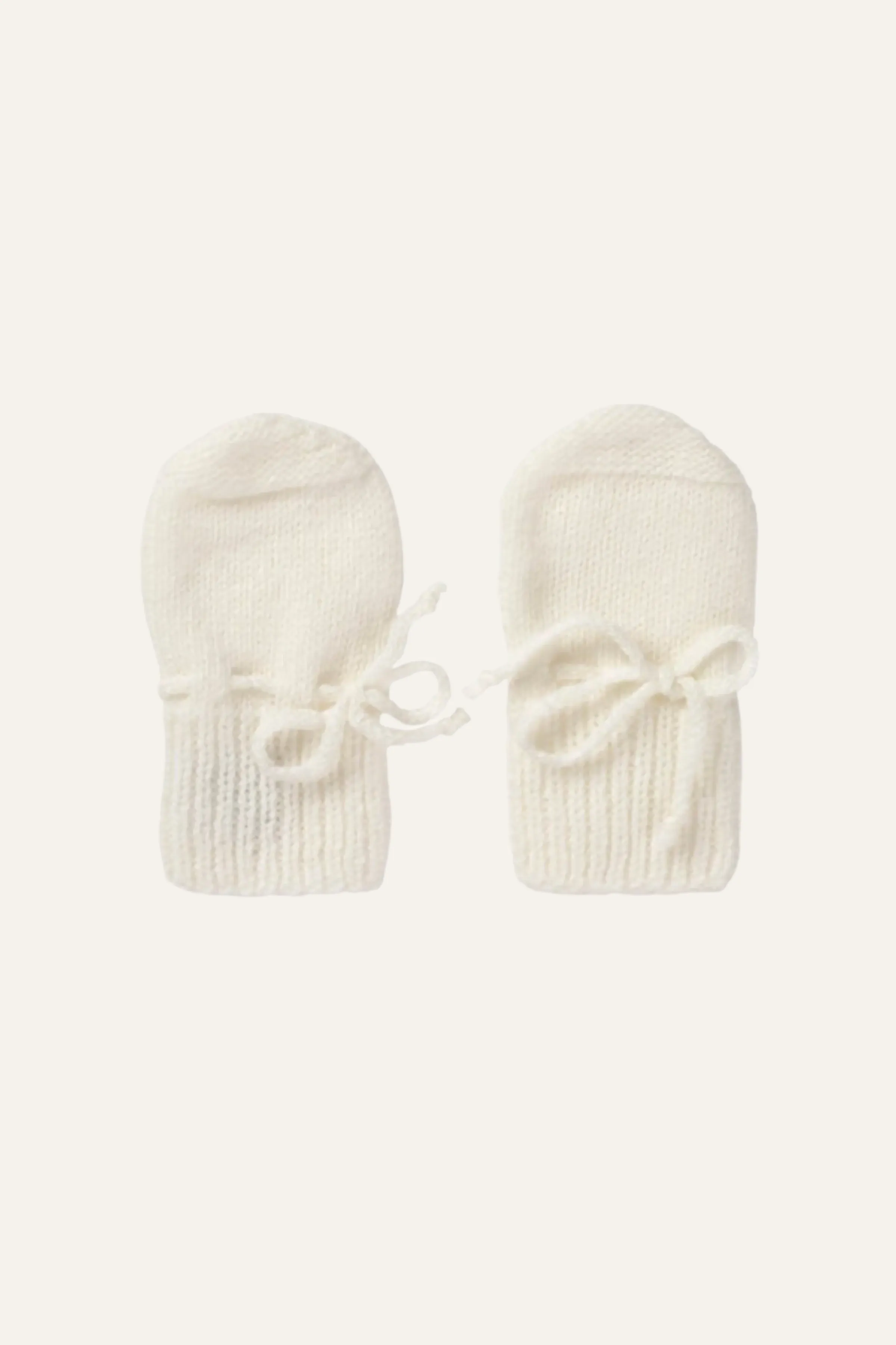 Ecru Hand Knitted Cashmere Baby Mittens