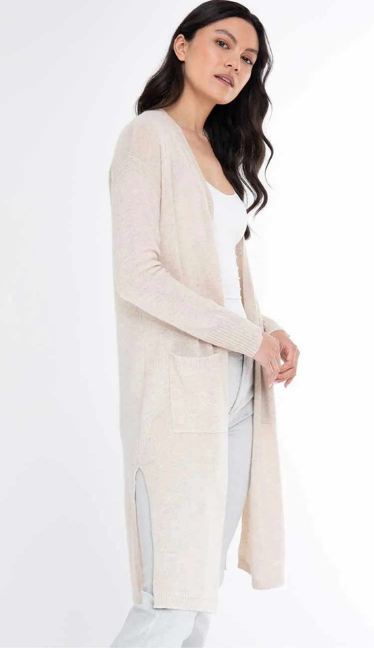 Effortless 100% Cashmere Long Duster with Pockets