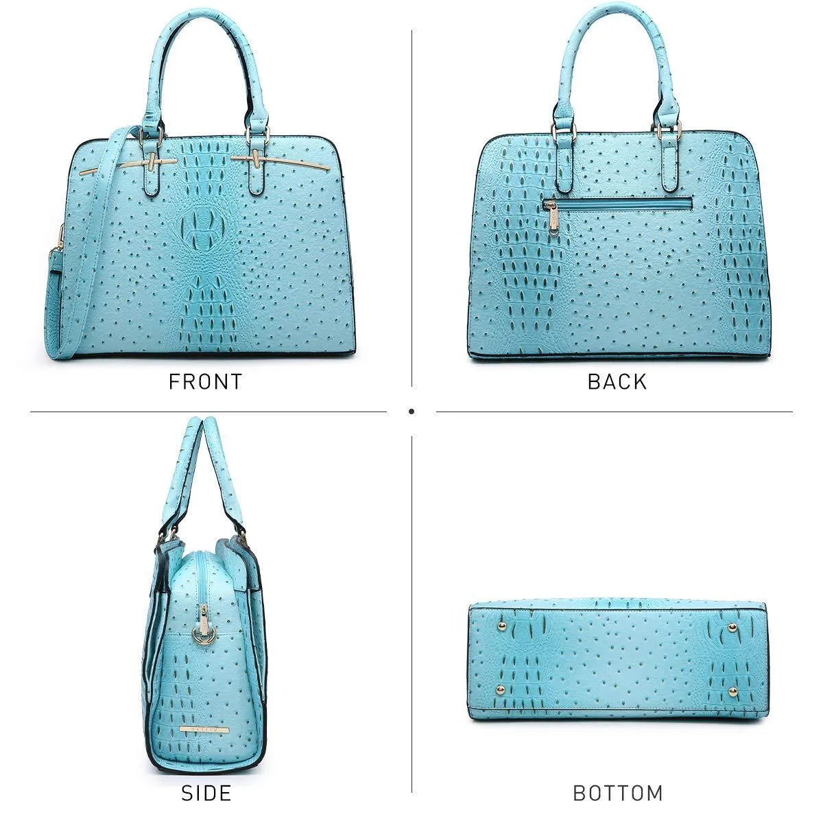 Fashion Embossed Pattern Two Tone Handbag with Matching Wallet l Dasein