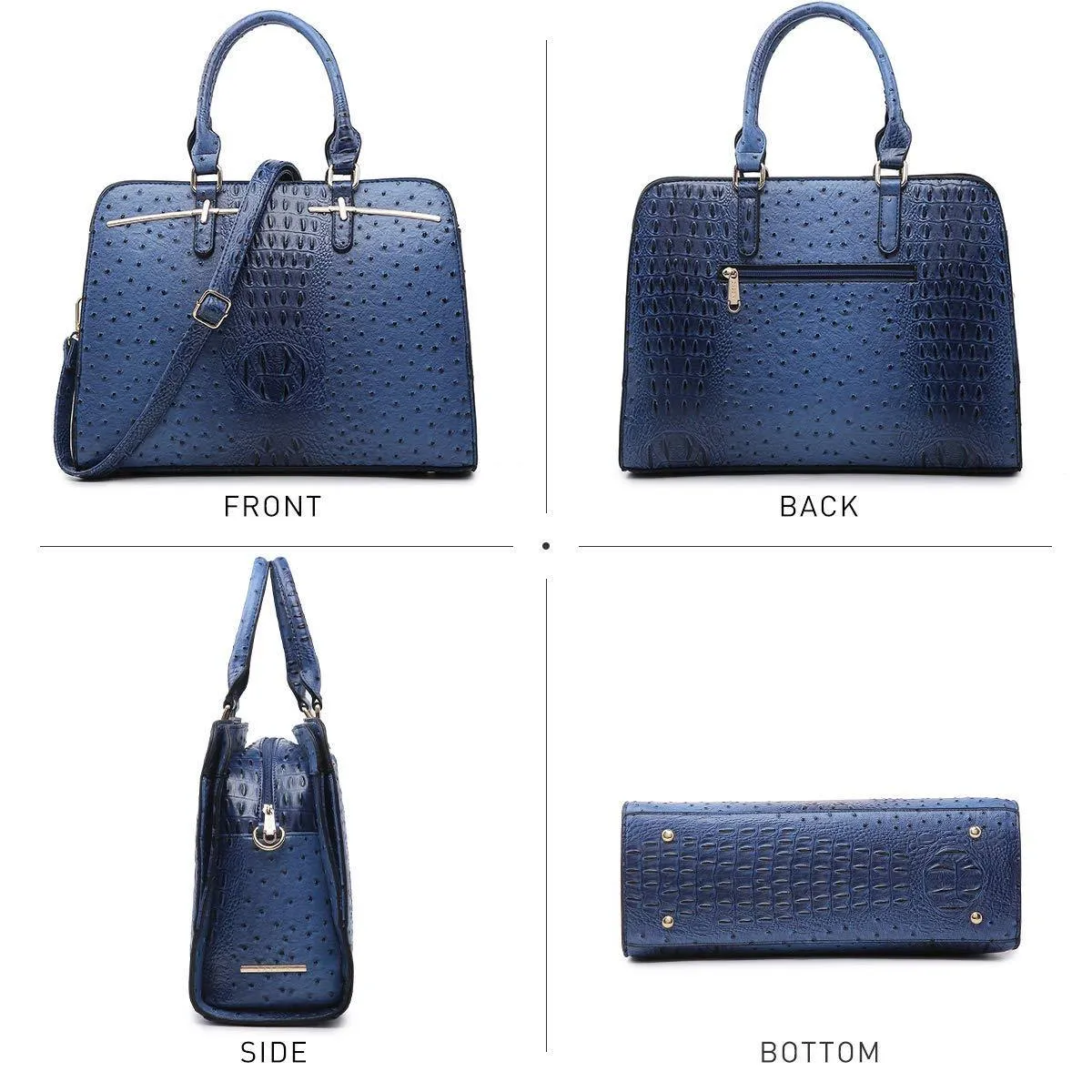 Fashion Embossed Pattern Two Tone Handbag with Matching Wallet l Dasein