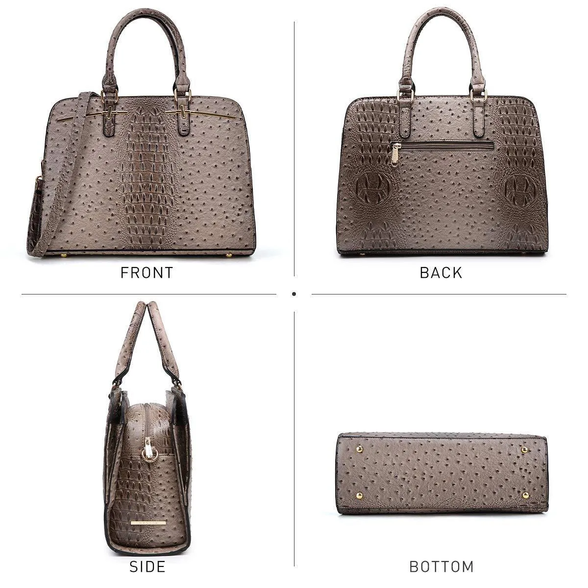 Fashion Embossed Pattern Two Tone Handbag with Matching Wallet l Dasein