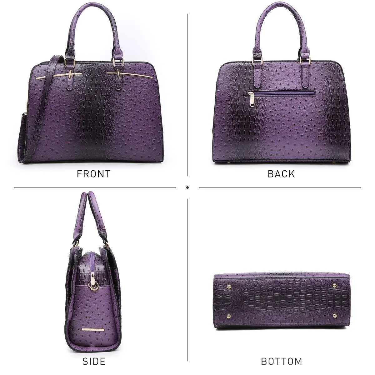 Fashion Embossed Pattern Two Tone Handbag with Matching Wallet l Dasein