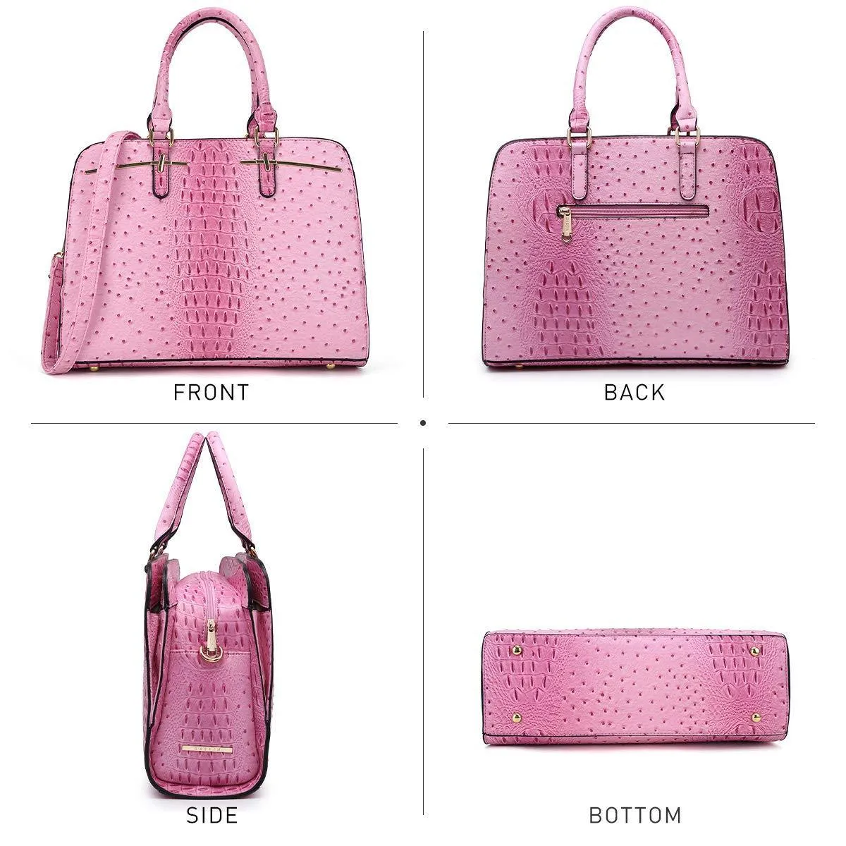 Fashion Embossed Pattern Two Tone Handbag with Matching Wallet l Dasein