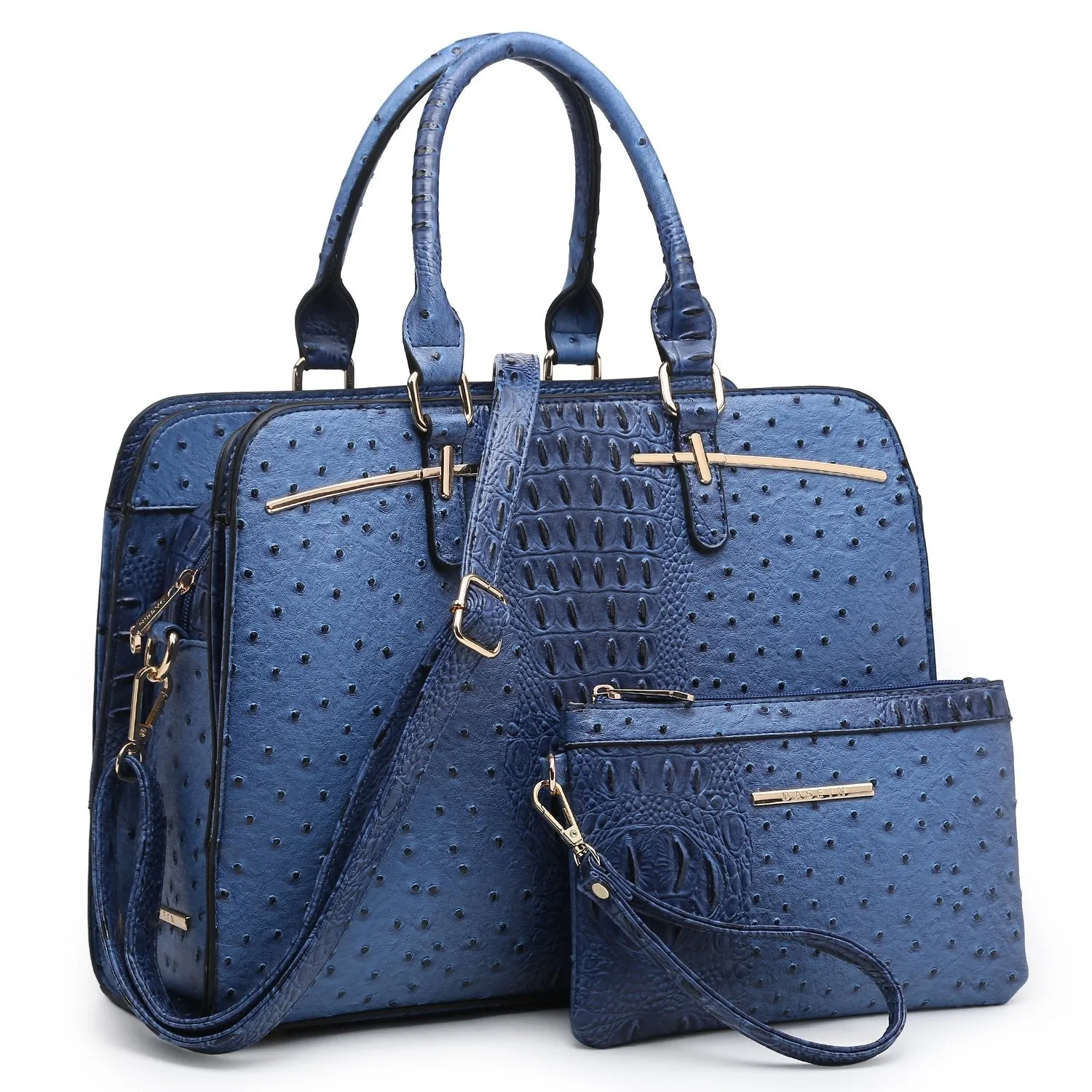 Fashion Embossed Pattern Two Tone Handbag with Matching Wallet l Dasein