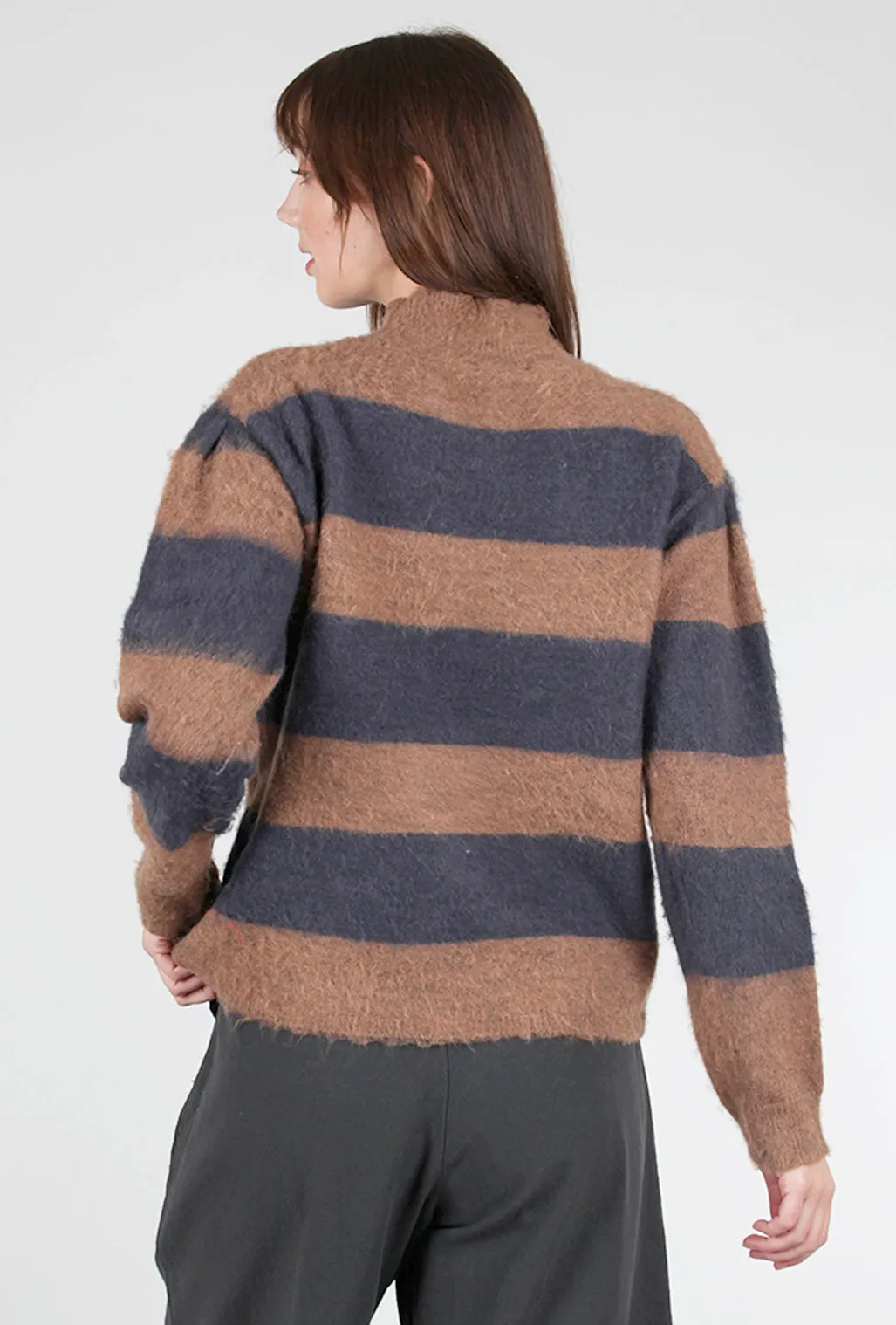 Fluffy Stripe Sweater, Chocolate