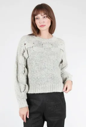 Front-Weave Dolman Sweater, White