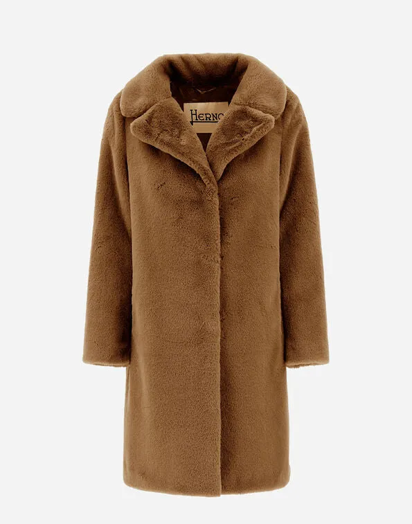 GC000461D Faux fur single breasted coat