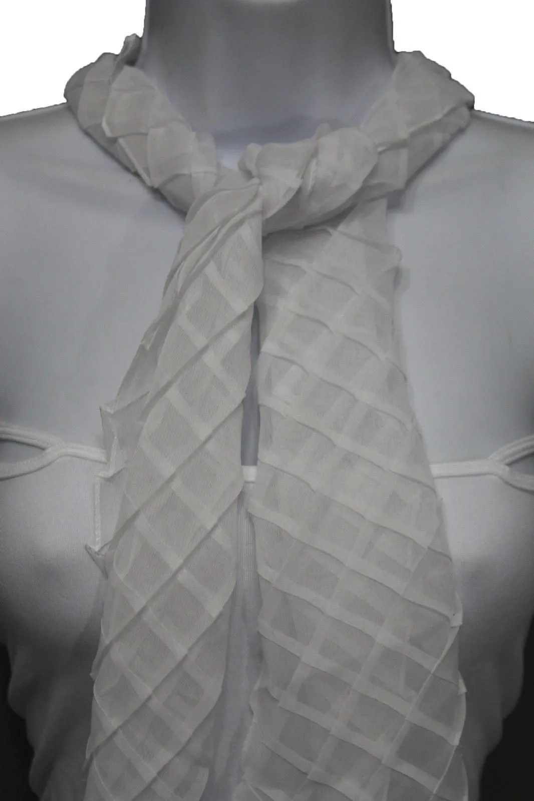 Geometric Solid Color Transparent Long Neck Scarf Wrap