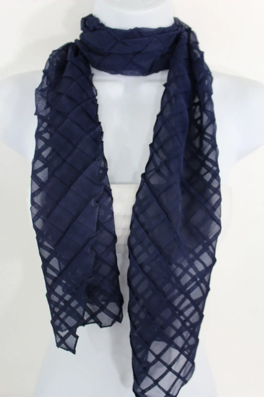 Geometric Solid Color Transparent Long Neck Scarf Wrap