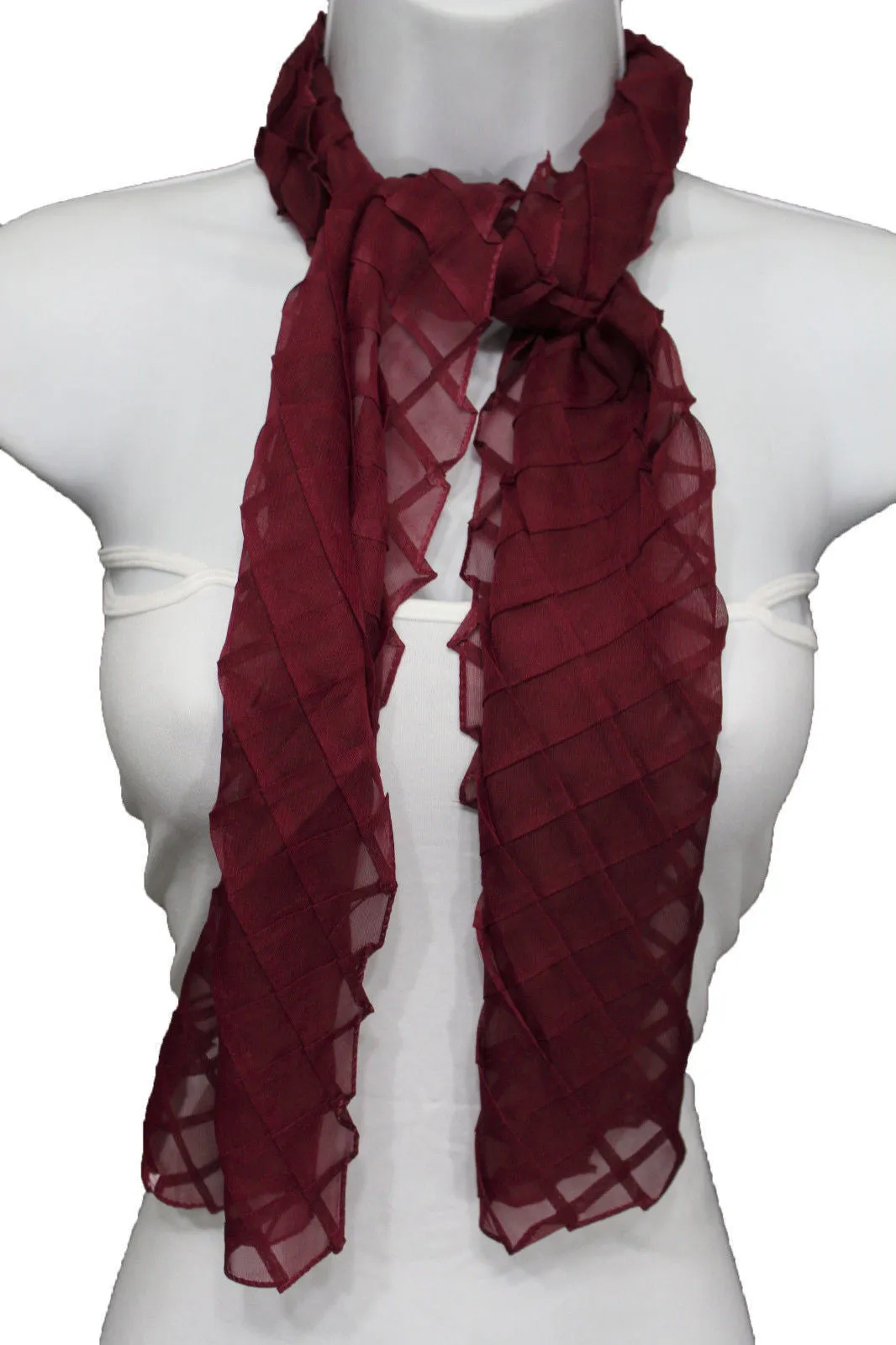 Geometric Solid Color Transparent Long Neck Scarf Wrap