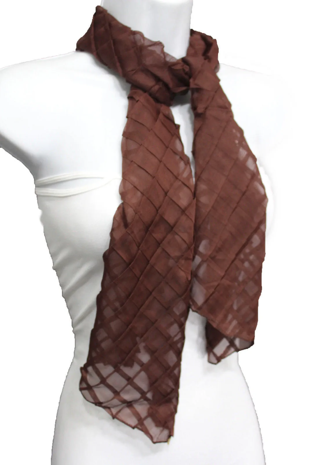 Geometric Solid Color Transparent Long Neck Scarf Wrap