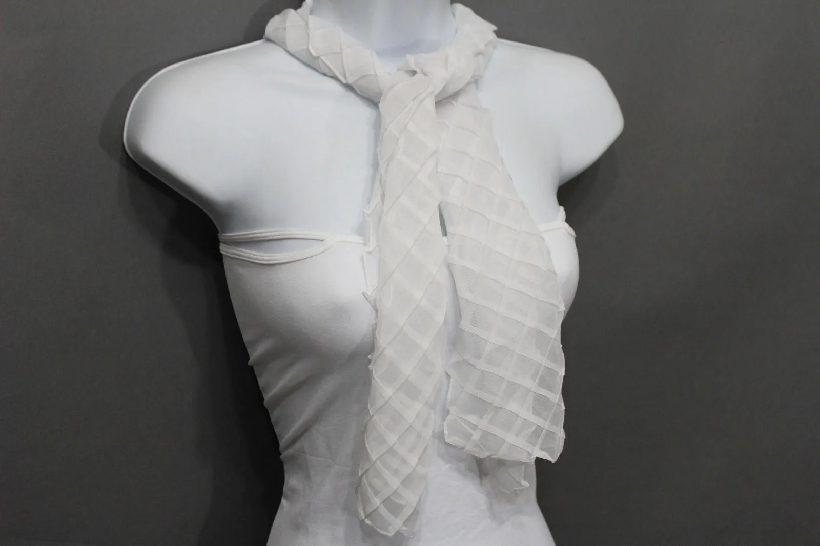 Geometric Solid Color Transparent Long Neck Scarf Wrap