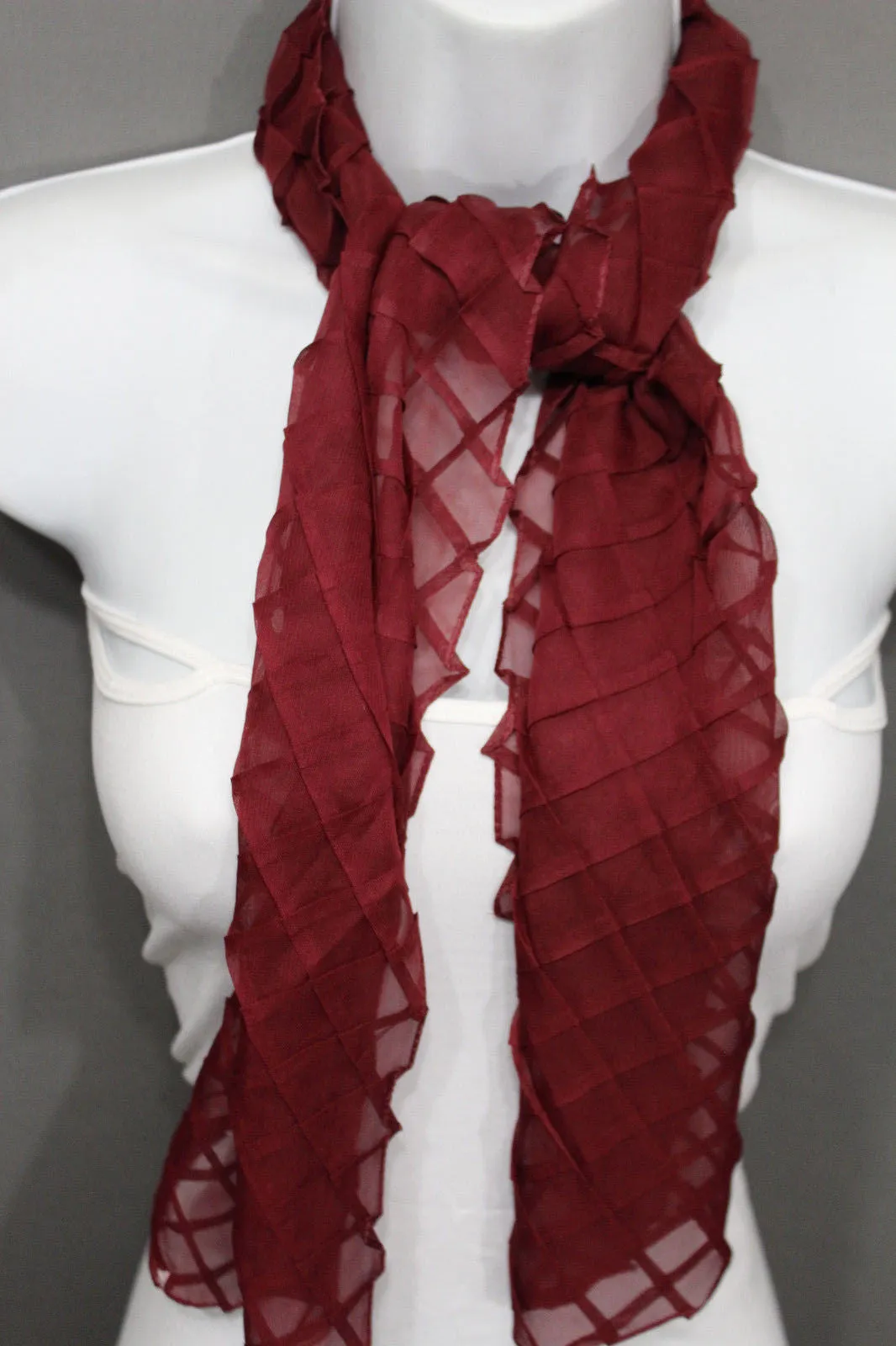 Geometric Solid Color Transparent Long Neck Scarf Wrap