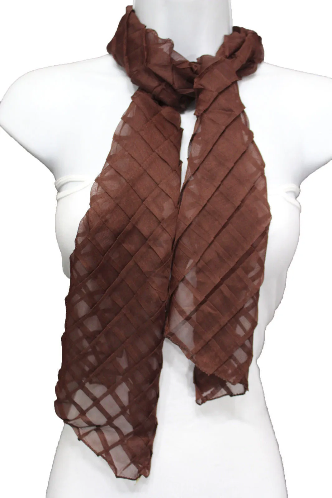 Geometric Solid Color Transparent Long Neck Scarf Wrap