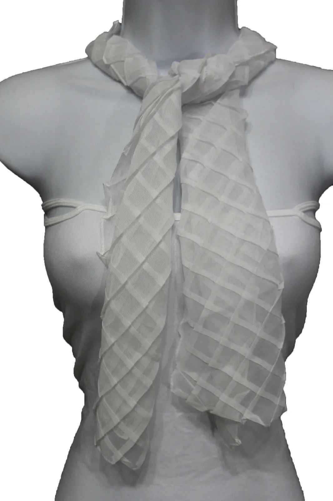 Geometric Solid Color Transparent Long Neck Scarf Wrap