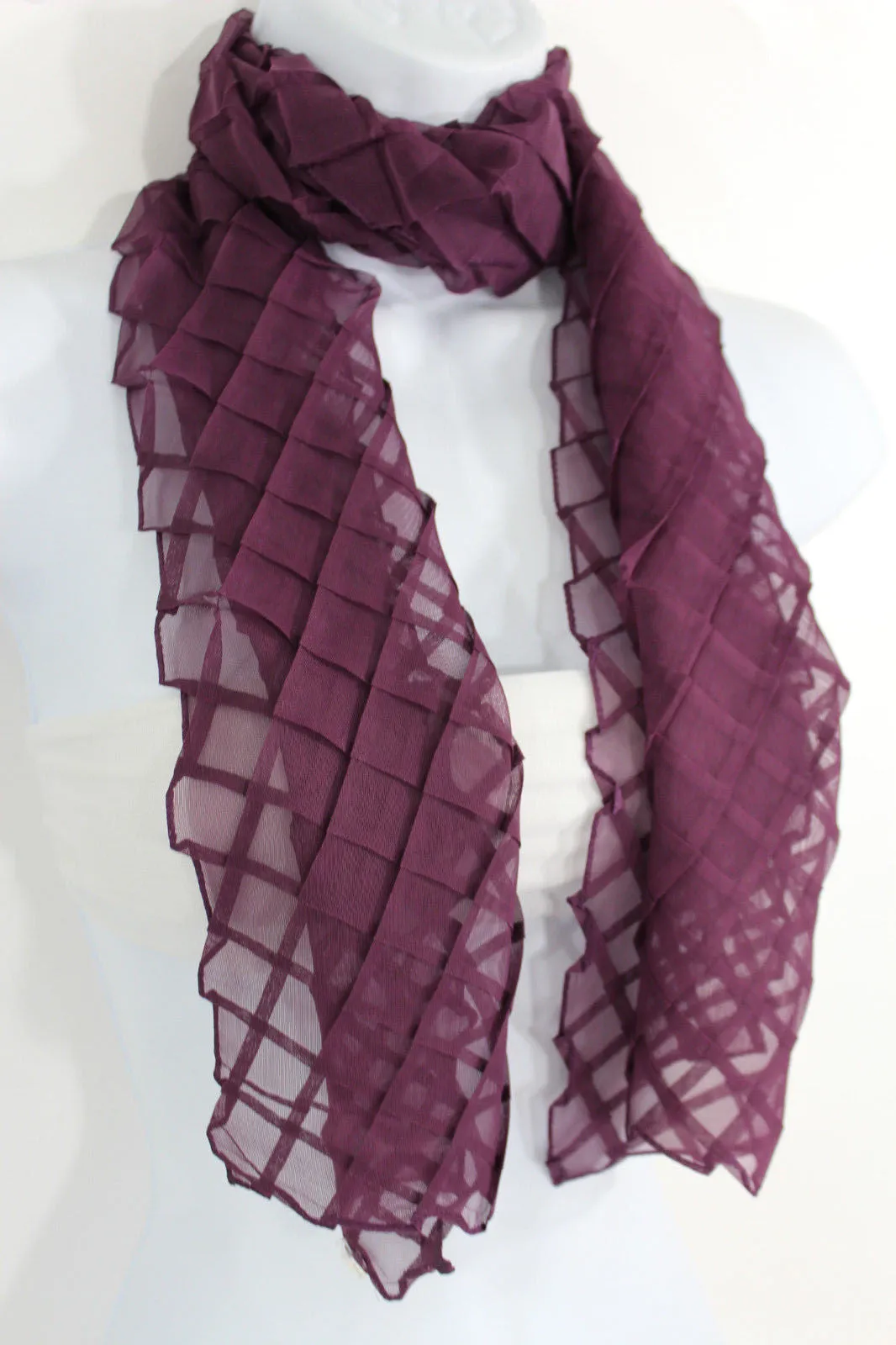 Geometric Solid Color Transparent Long Neck Scarf Wrap