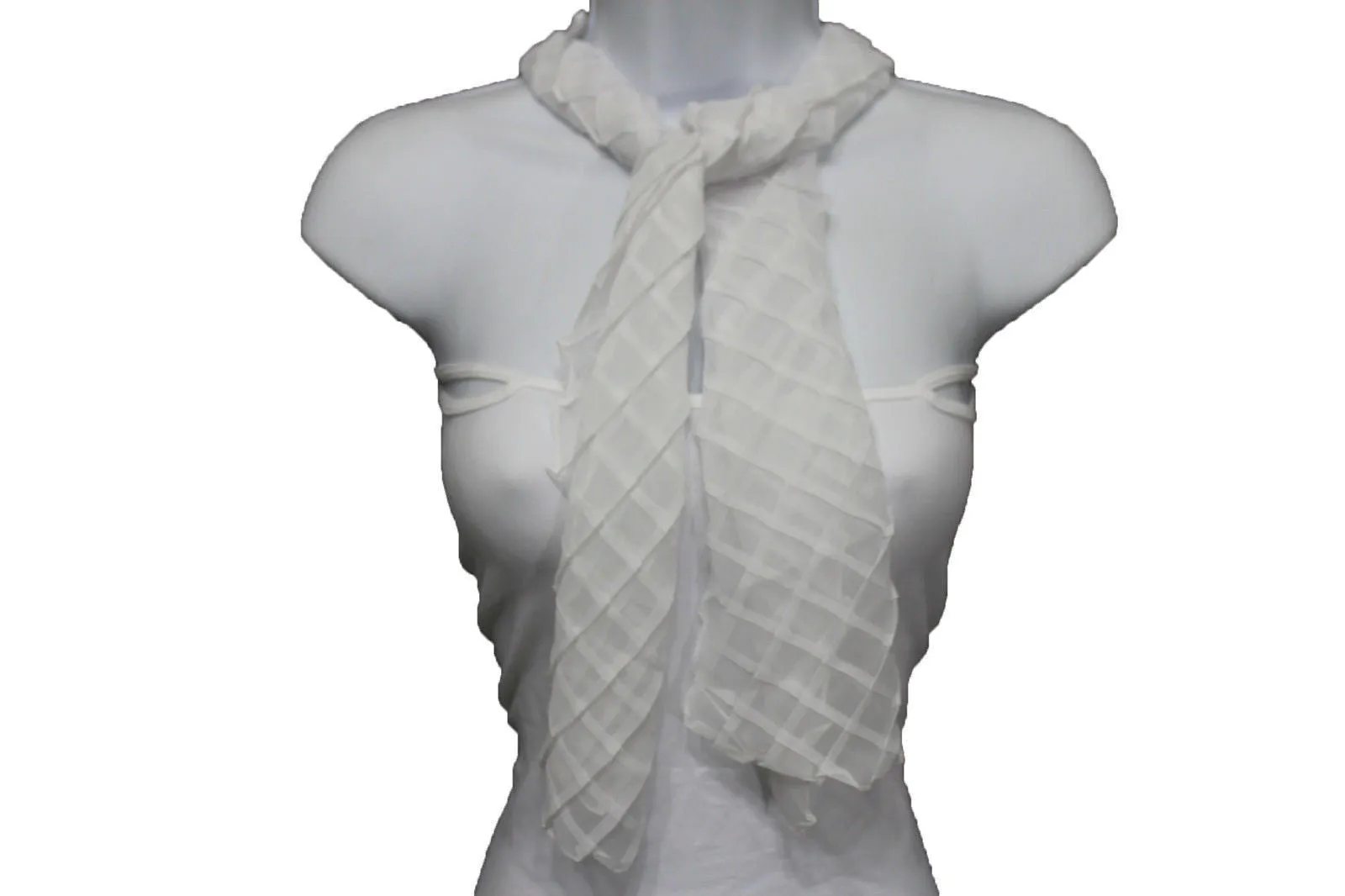 Geometric Solid Color Transparent Long Neck Scarf Wrap