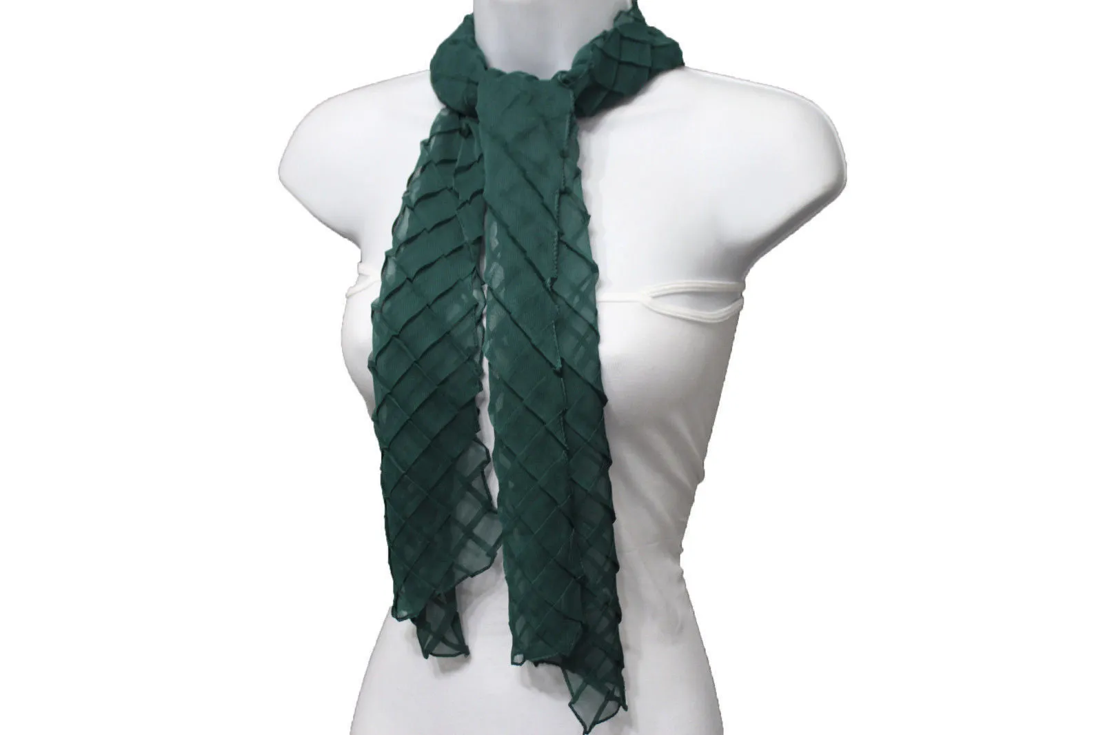 Geometric Solid Color Transparent Long Neck Scarf Wrap