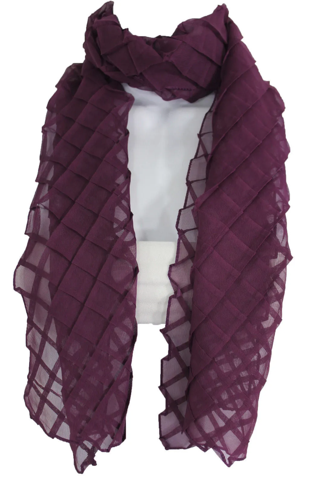 Geometric Solid Color Transparent Long Neck Scarf Wrap