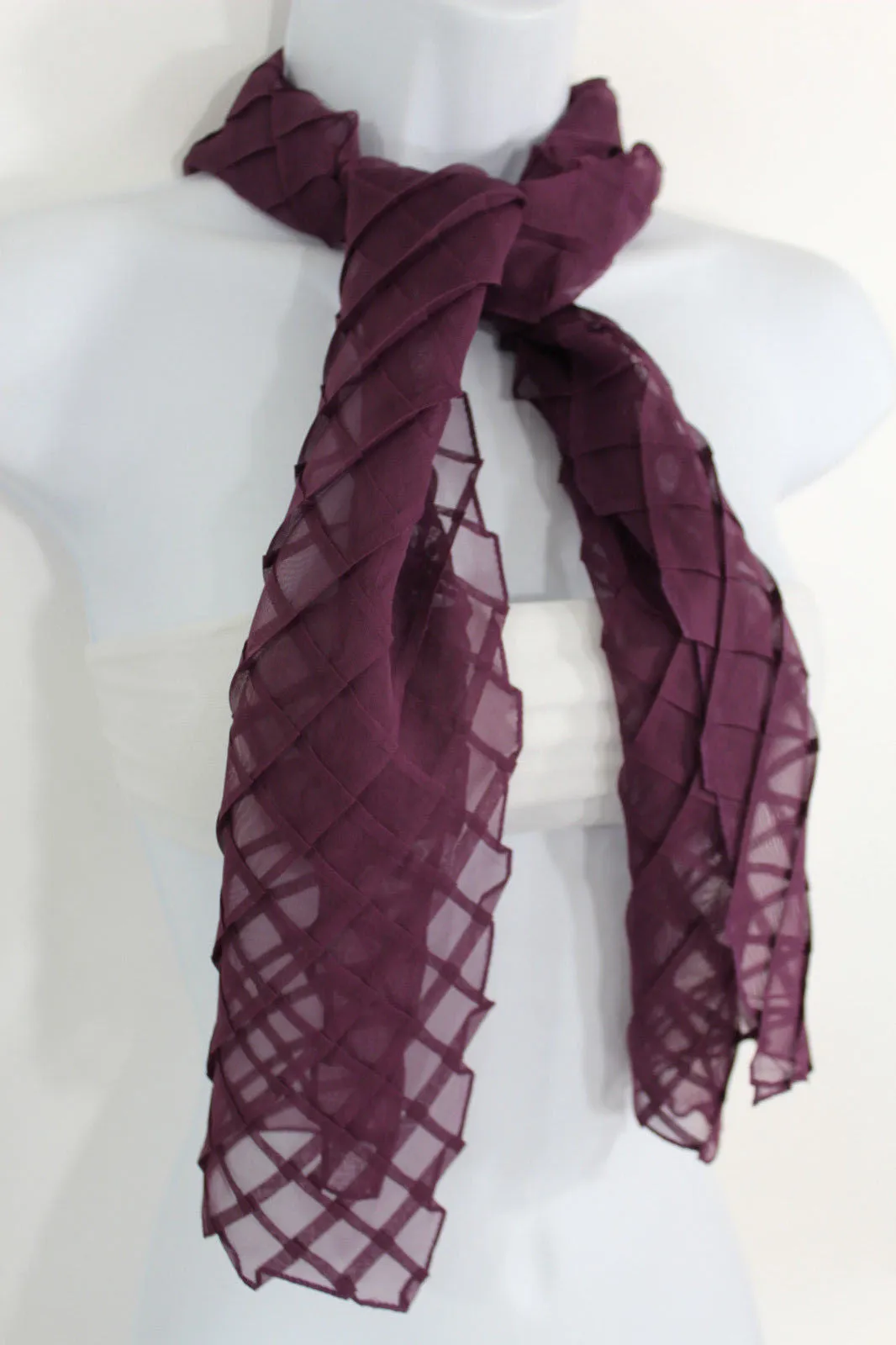 Geometric Solid Color Transparent Long Neck Scarf Wrap