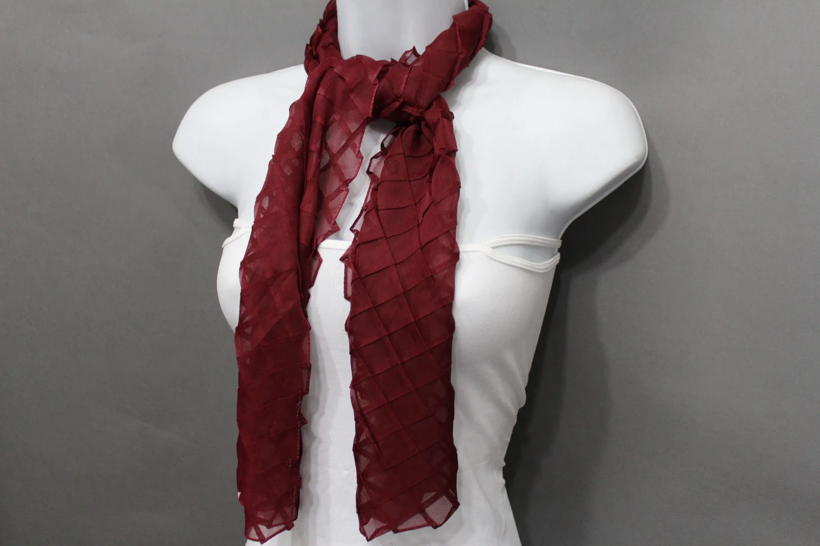 Geometric Solid Color Transparent Long Neck Scarf Wrap