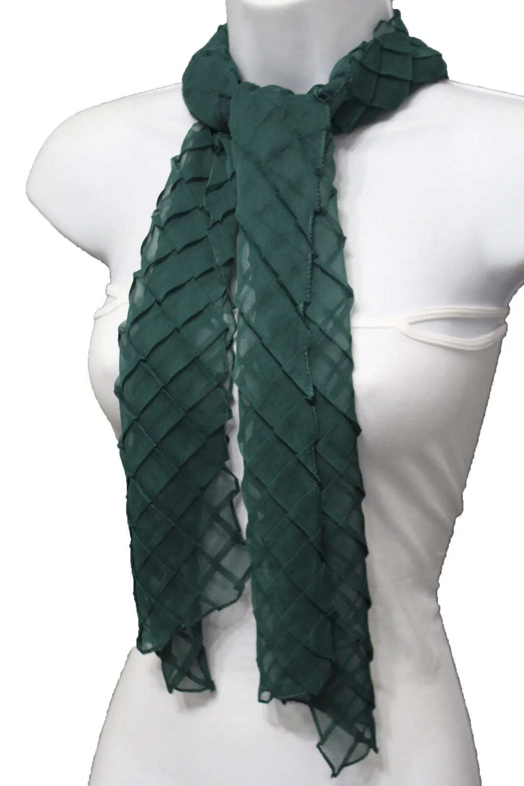 Geometric Solid Color Transparent Long Neck Scarf Wrap