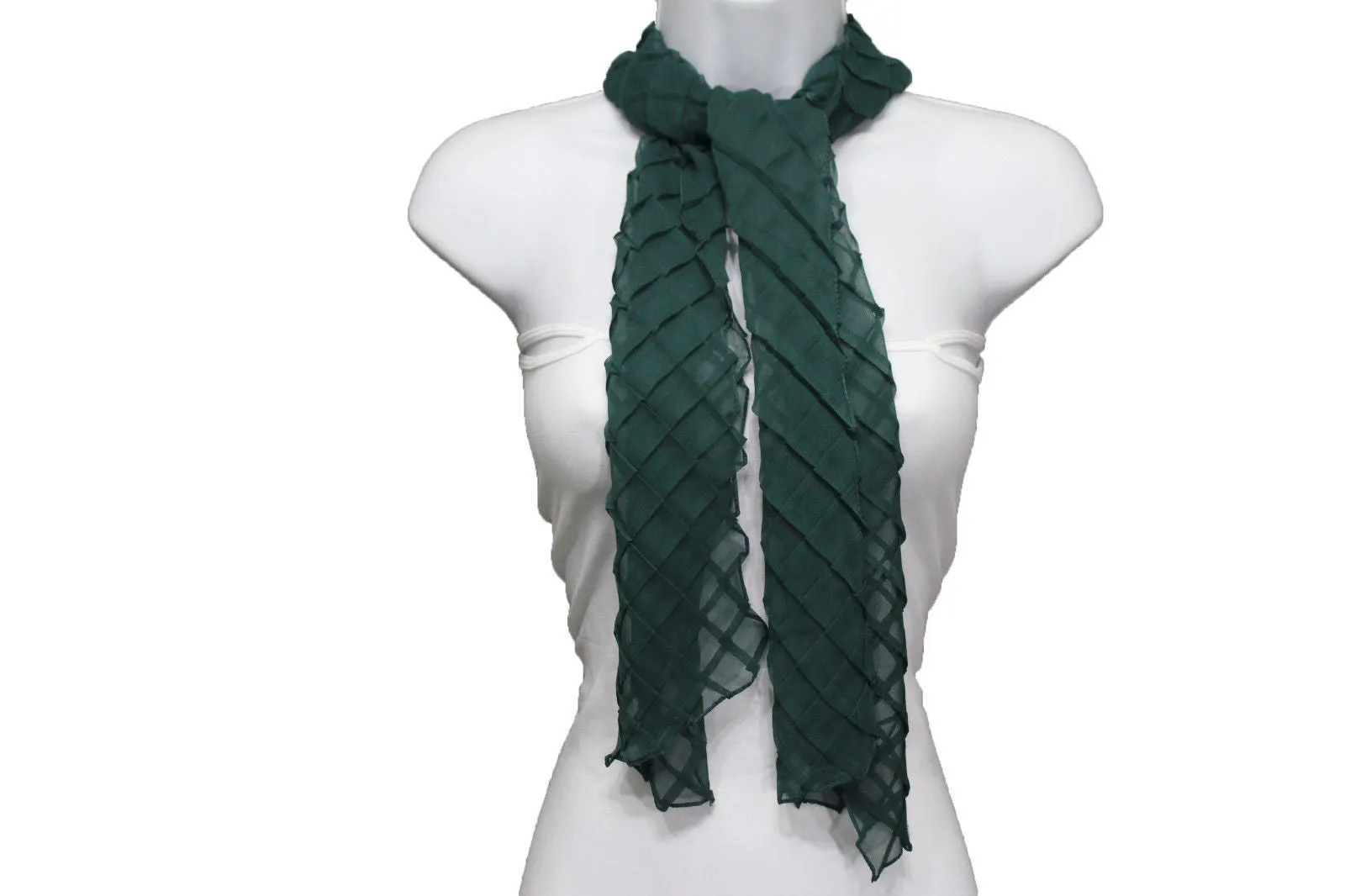 Geometric Solid Color Transparent Long Neck Scarf Wrap