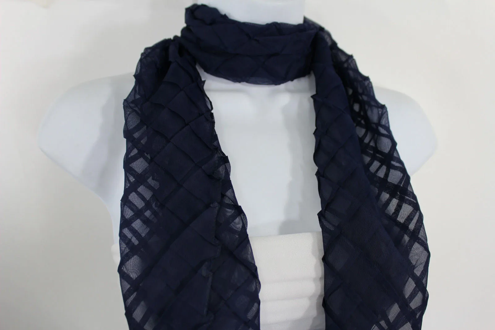 Geometric Solid Color Transparent Long Neck Scarf Wrap