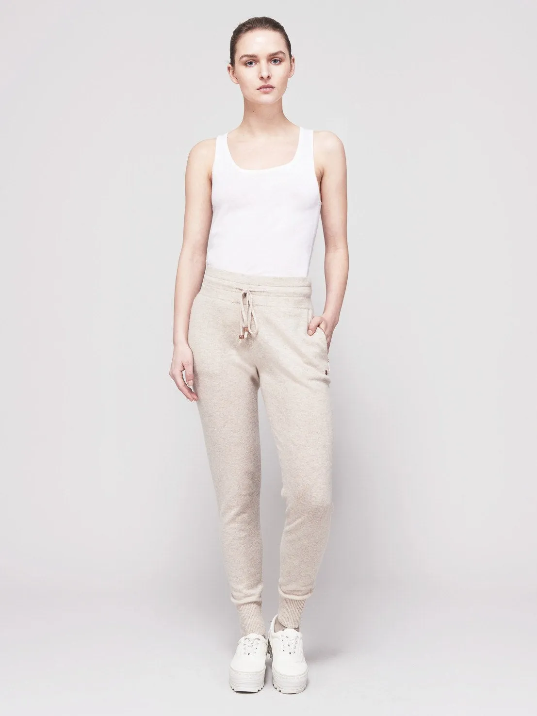 Go-Getter Cashmere Track Pants - Rosie Pastel Tau