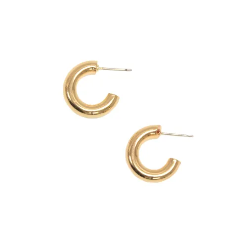 Gold Thick Hoop Post Earrings