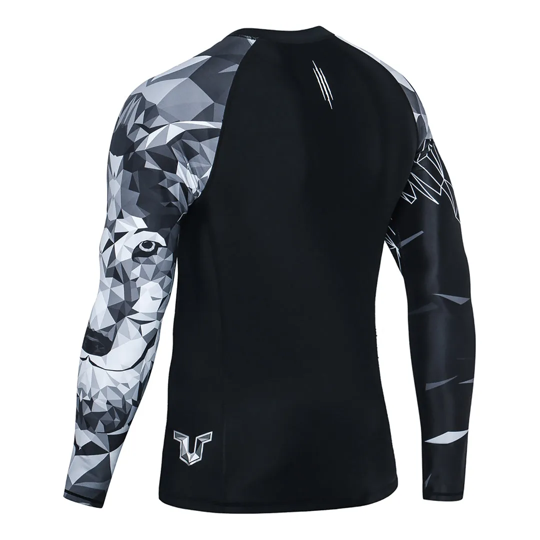 Graphic UPF50  Long Sleeve Rash Guard for Men - Wolf Style