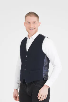 Harris Tweed Iain Waistcoat - Dark Navy Twill Solid