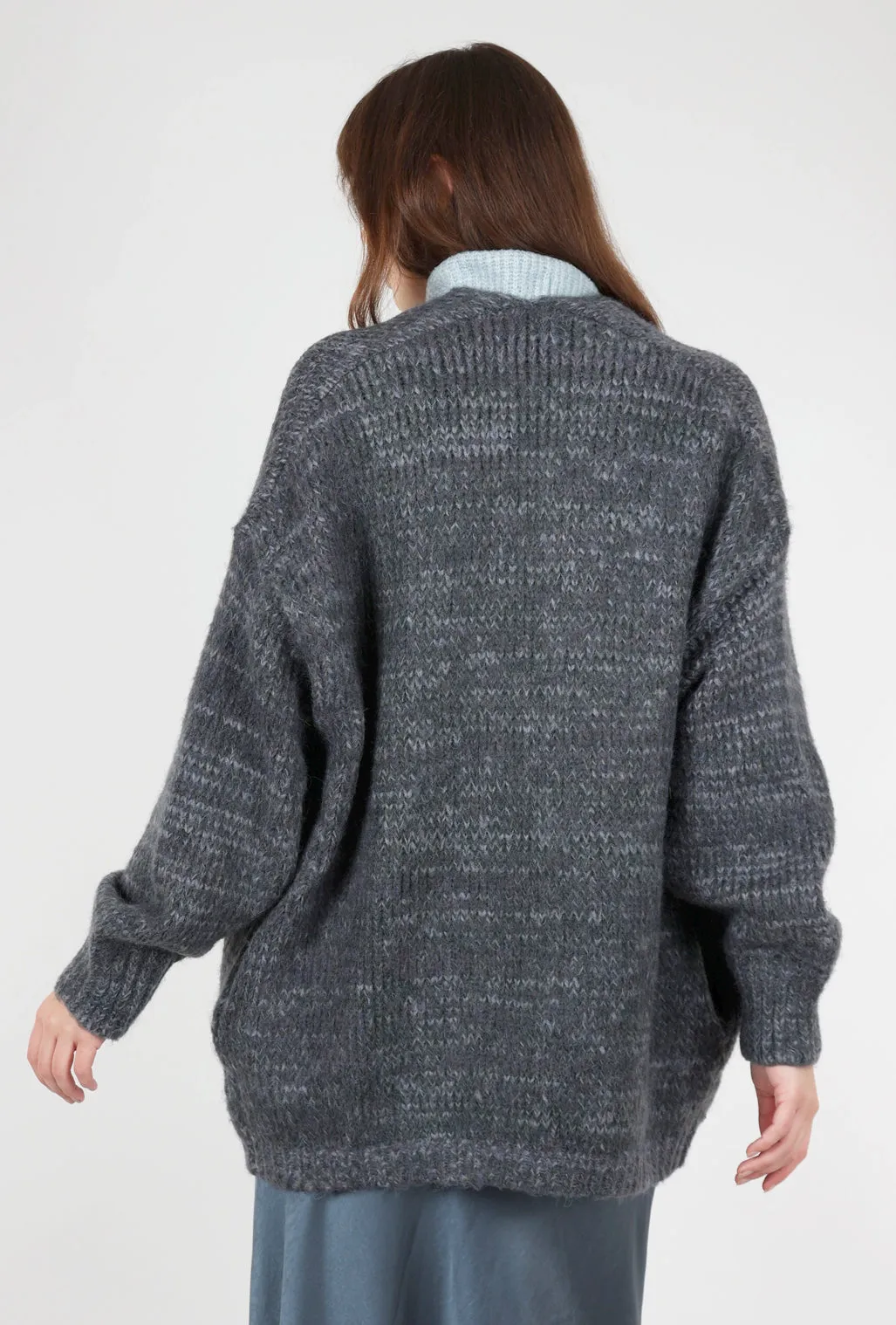 Heathered Open Cardigan, Blue