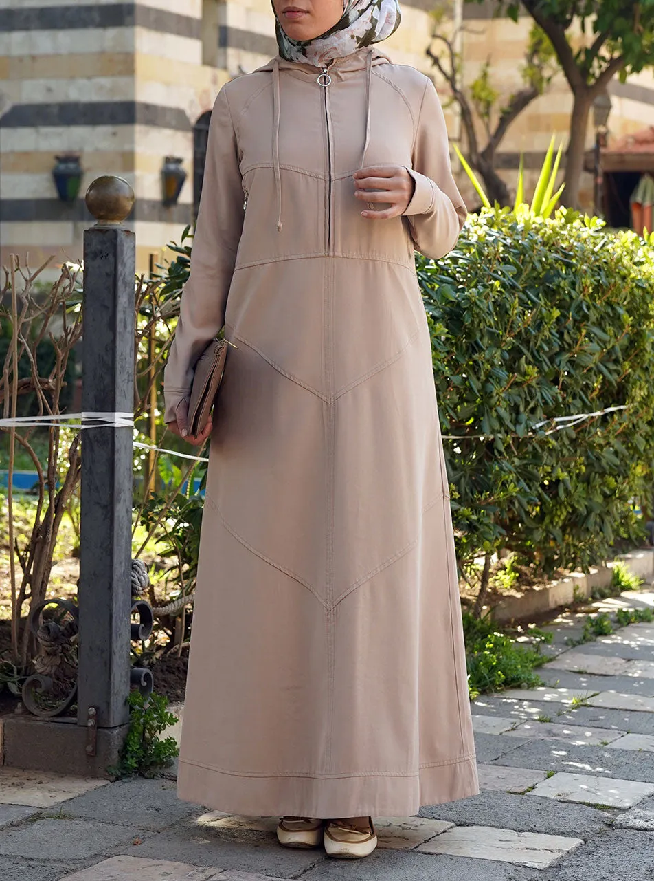 Hooded Zipped Maxi Dress