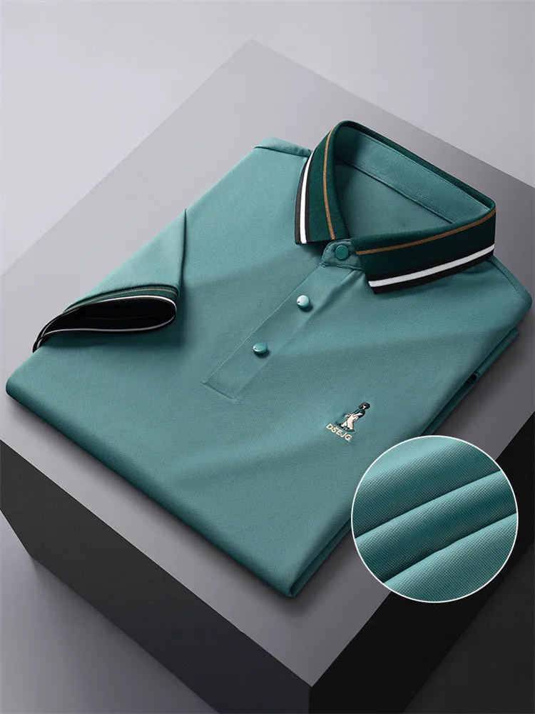 Ice Silk Polo Shirt - Solid Color