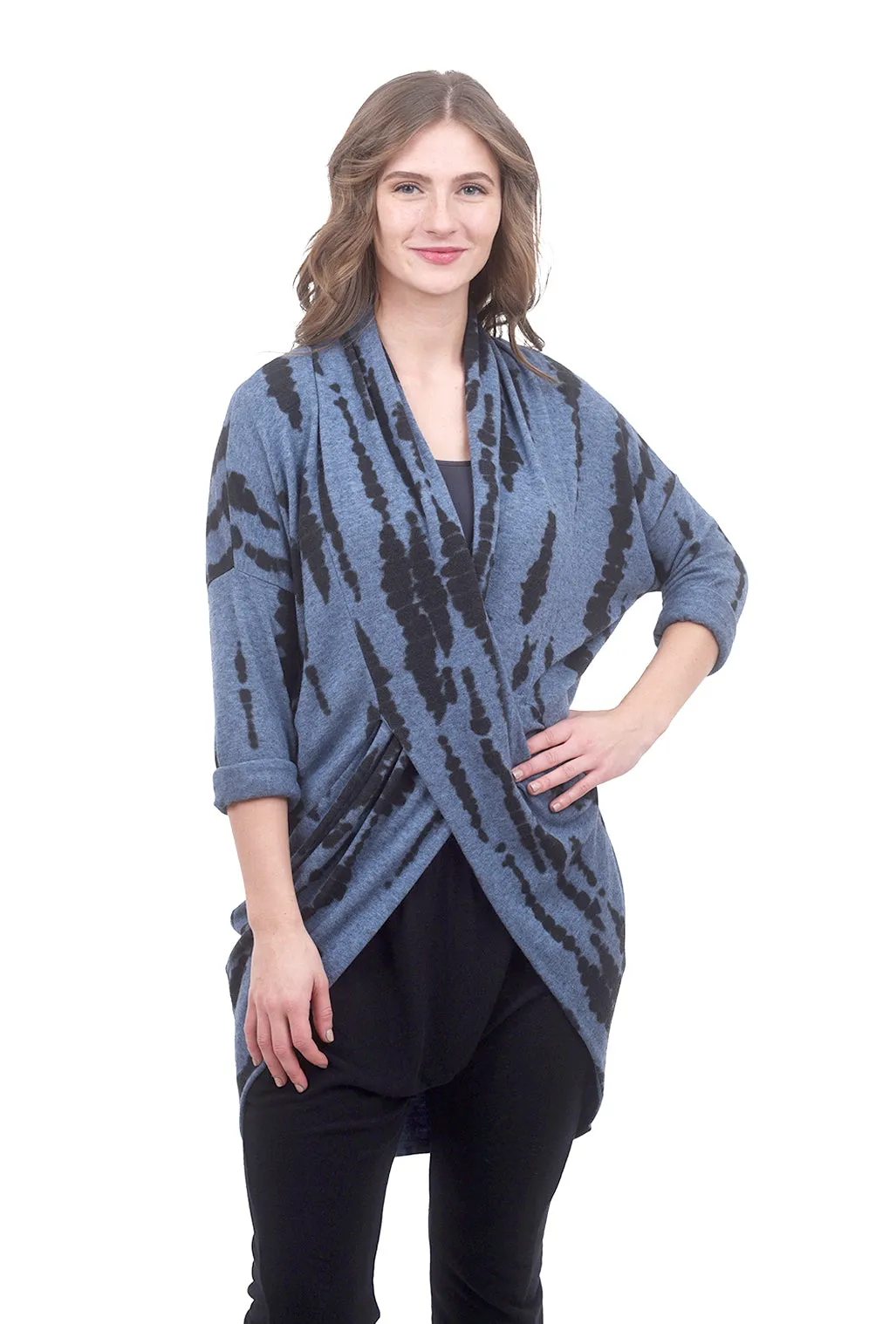 Inkblot Wrap Tunic, Blue