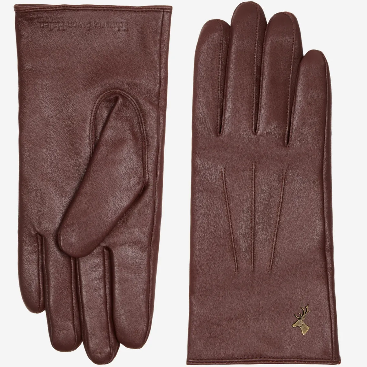 James (brown) - classic sheepskin leather gloves with luxurious cashmere lining & touchscreen feature