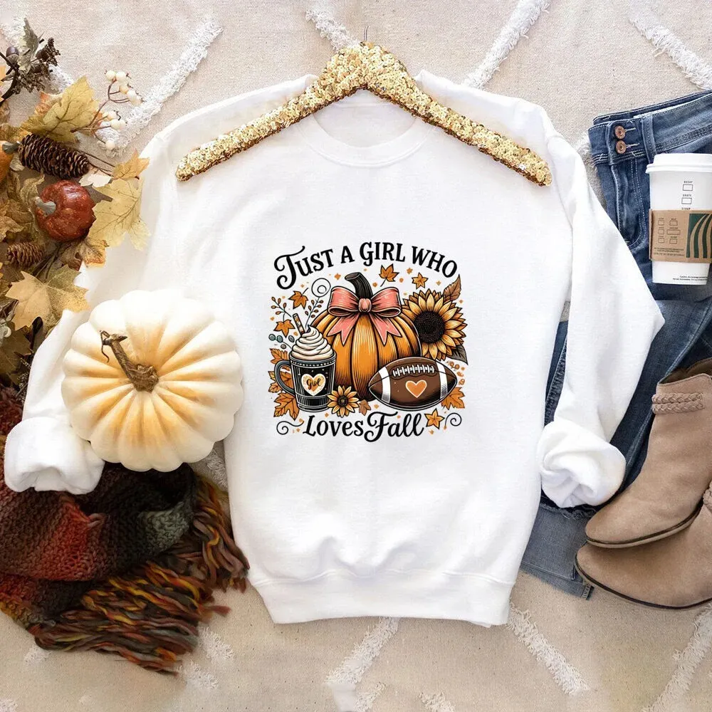 'Just A Girl Who Loves Fall' Cute Fall Themed Sweatshirt