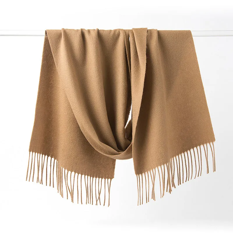 Lambswool Scarf Woven Plain Camel