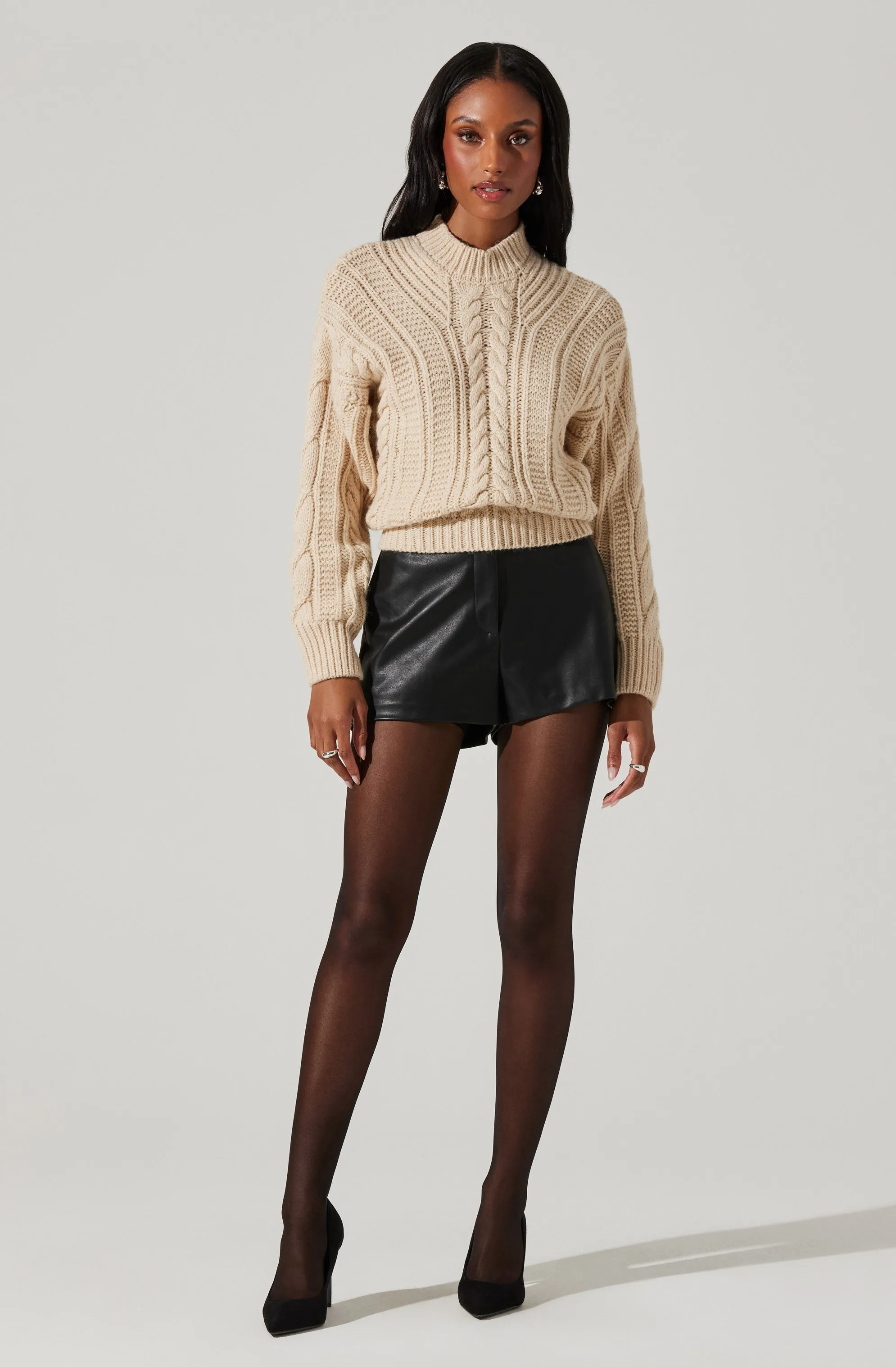 Laverne Cable Knit Tie-Back Sweater