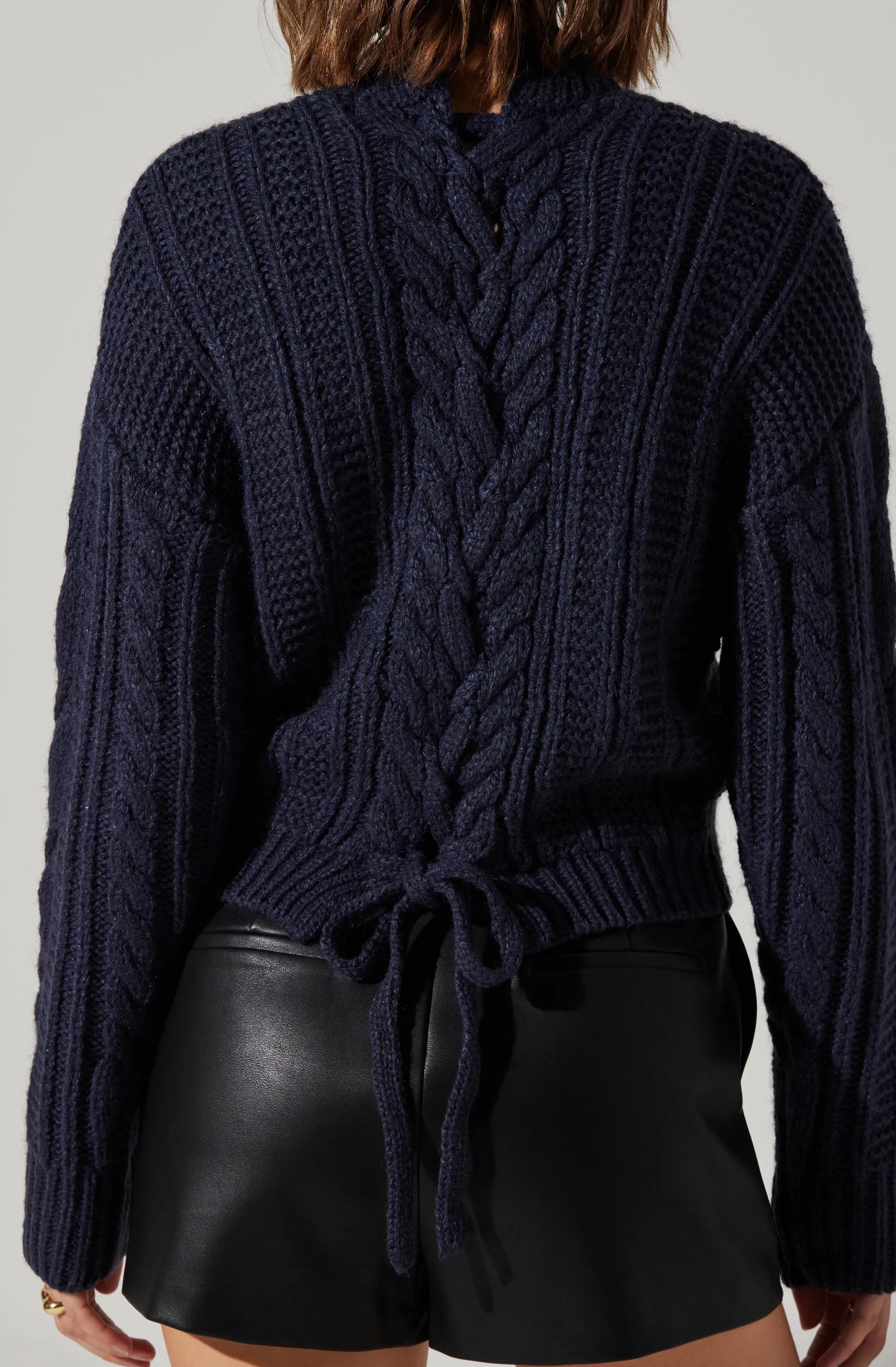 Laverne Cable Knit Tie-Back Sweater